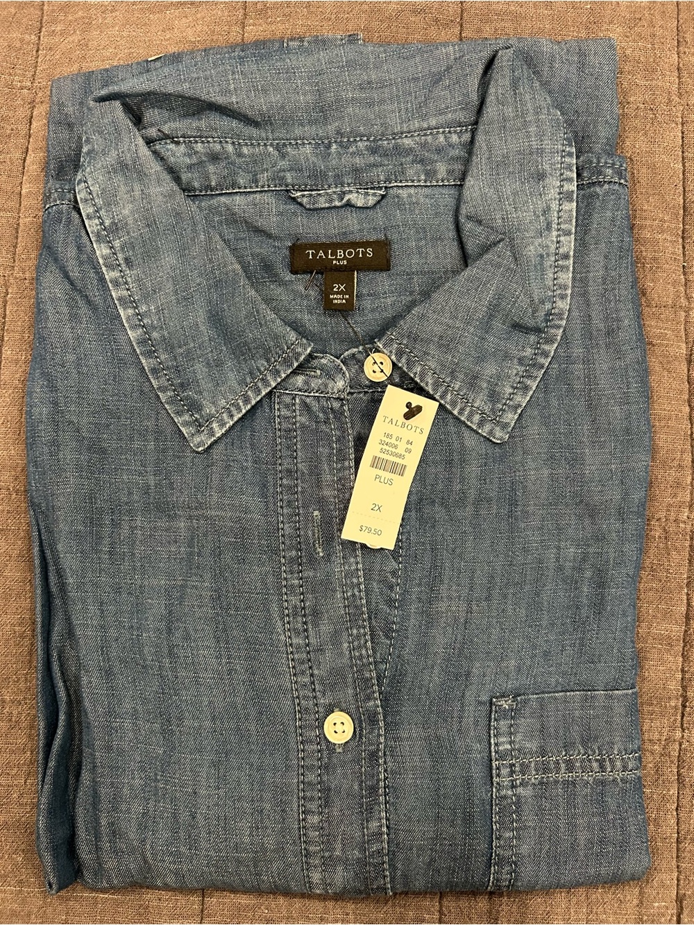 Talbots Light Blue denim look Button-Down Shirt - Picture 1 of 4